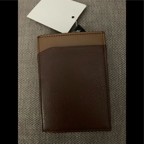 NWT Men’s brown/tan leather PENGUIN card holder - Picture 2 of 5